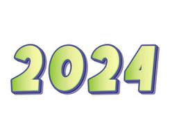 contento nuovo anno 2024 astratto verde e viola grafico design vettore logo simbolo illustrazione