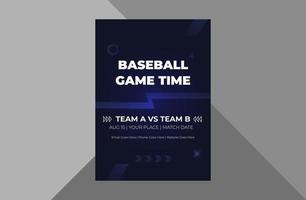 modello di progettazione volantino torneo di baseball. progettazione di volantini per la promozione di eventi sportivi di baseball. modello a4, design brochure, copertina, volantino, poster, pronto per la stampa vettore