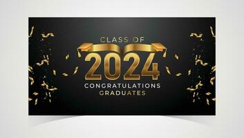 classe di 2024 Congratulazioni laureati. accademico berretto e diploma la laurea cerimonia. vettore modello per anziano classe di Università, anno 2024 striscione, festa, alto scuola o Università diplomato