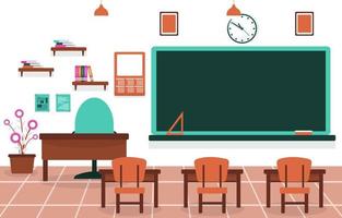 classe scuola nessuno aula lavagna tavolo sedia istruzione illustrazione vettore