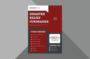 modello di progettazione volantino per soccorsi in caso di catastrofe. modello di volantino del manifesto di rilievo di beneficenza. modello di progettazione volantino di beneficenza. modello a4, design brochure, copertina, volantino, poster, pronto per la stampa vettore