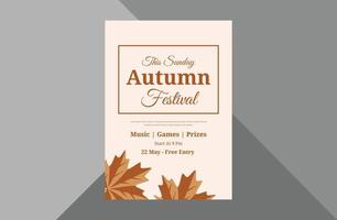 modello di progettazione volantino festival d'autunno. modello di progettazione del volantino del manifesto del festival di autunno autunno. modello a4, design brochure, copertina, volantino, poster, pronto per la stampa vettore