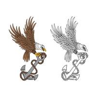 aquila e ancora design illustrazione vettore