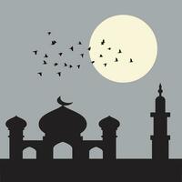 moschea sillhouette nel il notte vettore
