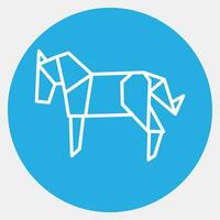 icona cavallo origami. Cinese zodiaco elementi. icone nel blu il giro stile. bene per stampe, manifesti, logo, annuncio, decorazione, infografica, eccetera. vettore