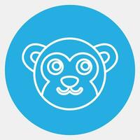 icona scimmia viso. Cinese zodiaco elementi. icone nel blu il giro stile. bene per stampe, manifesti, logo, annuncio, decorazione, infografica, eccetera. vettore