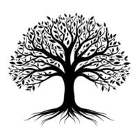 albero con radice silhouette vettore isolato su un' bianca sfondo, un' albero radice logotipo silhouette