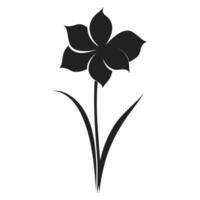 un' narciso fiore nero silhouette vettore gratuito