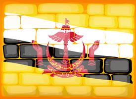 Bandiera del Brunei dipinta su brickwall vettore