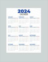 mensile calendario modello per 2024 anno. parete calendario nel un' minimalista stile. settimana inizia su domenica. progettista per 2024 anno.2024 semplice calandra design. vettore