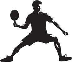 tavolo tennis giocatore vettore silhouette, silhouette, nero colore, tennis giocatore posa vettore