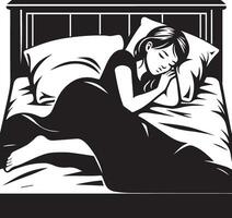 un' ragazza addormentato su il letto vettore silhouette 13