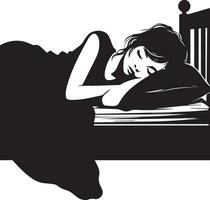 un' ragazza addormentato su il letto vettore silhouette 11
