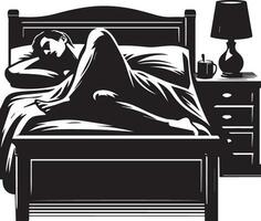 un' uomo addormentato su letto vettore silhouette 17