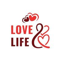 amore e vita testo basato logo design marchio di parole con cuore cartello vettore