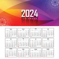 2024 nuovo anno elegante calendario sfondo vettore