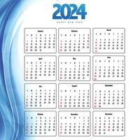 elegante onda stile 2024 nuovo anno calendario design vettore