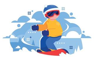 persone che fanno snowboard in inverno vettore