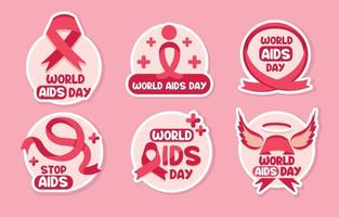 pacchetto di adesivi per la giornata mondiale dell'aids vettore