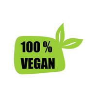 100 per cento vegano etichetta design. biologico Prodotto cartello e simbolo. vettore