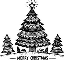 scarabocchio linea minuscolo Natale albero vettore illustrazione di mano disegnato lineamenti sagome design su bianca sfondo