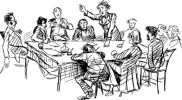 gruppo di uomini discutere, Vintage ▾ illustrazione vettore