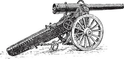 assedio cannone, Vintage ▾ incisione. vettore