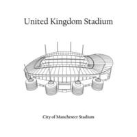 grafico design di il città di Manchester stadio, Manchester città, Manchester città casa squadra. unito regno internazionale calcio stadio. premier lega vettore