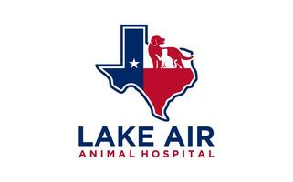 Texas veterinario logo gatto e cane logo design animale domestico cura animale animale domestico clinica vettore