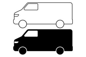 schema silhouette lato Visualizza furgone icona impostato isolato su bianca sfondo vettore