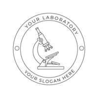 microscopio laboratorio scienza logo, cerchio schema stile , prendere in considerazione incorporare un' stilizzato, pulito e minimalista design vettore