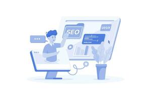 digitale marketing lavorazione SEO strategia per nuovo sito web. vettore