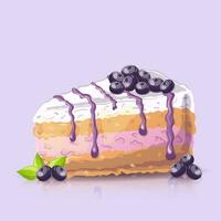 mirtillo torta nel cartone animato stile su viola sfondo. vettore illustrazione per manifesto, striscione, sito web, annuncio. vettore illustrazione con colorato dolce dolce.