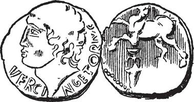 antico celtico oro moneta, Vintage ▾ incisione vettore