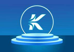 lettera K blu logo cartello. vettore logo design per attività commerciale.