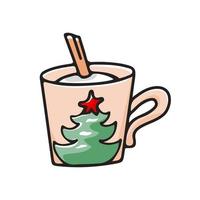 tazza di caffè di natale in stile disegnato a mano vettore