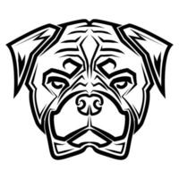 linea arte in bianco e nero della testa di cane rottweiler. buon uso per simbolo, mascotte, icona, avatar, tatuaggio, design di magliette, logo o qualsiasi disegno. vettore