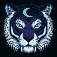 tigre testa mistico Luna vettore illustrazione
