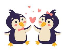 un' coppia di pinguini nel amore. san valentino giorno. vettore illustrazione.