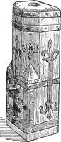 14 secolo di legno il petto trovato a il Cattedrale di Friburgo nel Germania, Vintage ▾ incisione vettore