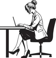 attività commerciale donna opera su il computer portatile. vettore