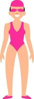 femmina nuotatore nel rosa nuoto completo da uomo personaggio vettore illustrazione su un' bianca sfondo
