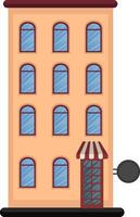cartone animato arancia edificio con tre piani vettore illustrazione su bianca sfondo
