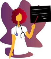 moderno vettore illustrazione su un' bianca sfondo di un' infermiera mostrando medico dati