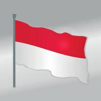 immagine realistica dell'illustrazione di vettore del gradiente dell'asia indonesia che sventola bandiera pole