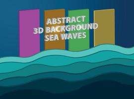 3d sfondo astratto oceano onde blu carta da parati piatta illustrazione vettoriale