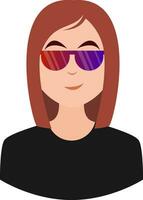 ragazza con occhiali da sole emoji, illustrazione, vettore su bianca sfondo