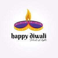 Vintage ▾ contento Diwali logo icona cartello, minimalista deepawali vettore modello illustrazione, contento Diwali etichetta