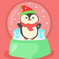 Natale bicchiere neve palla pinguino linea arte disegno vettore