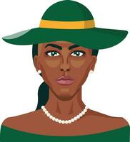 africano ragazza indossare verde cappello illustrazione vettore su bianca sfondo
